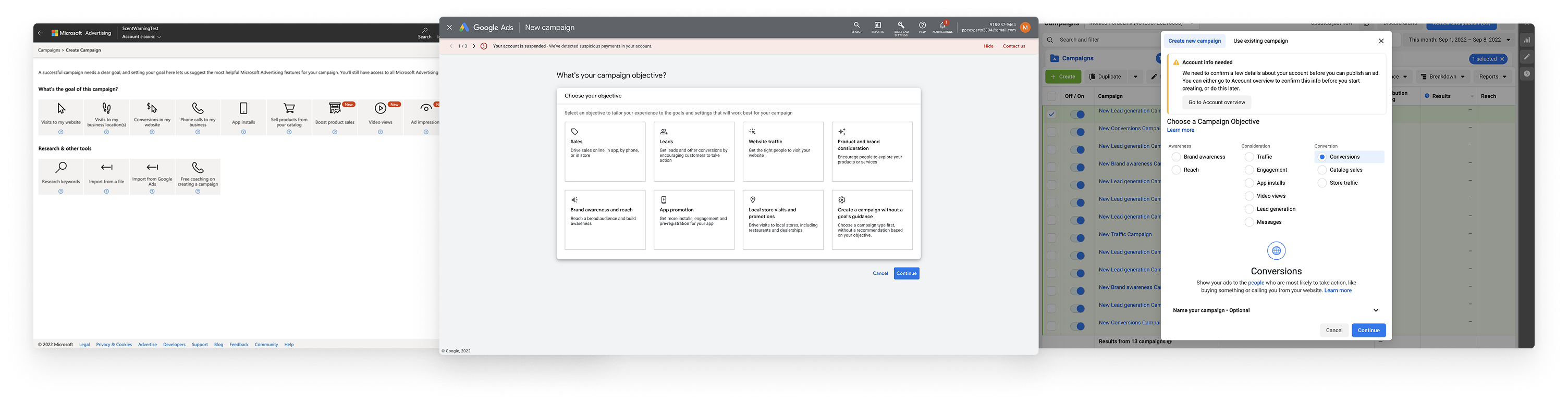 comparing goals across Google, Microsoft, and Meta