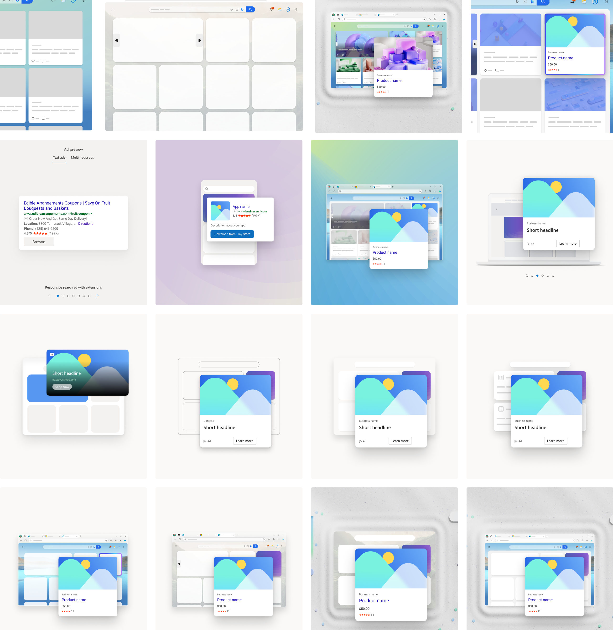 style options for ad preview