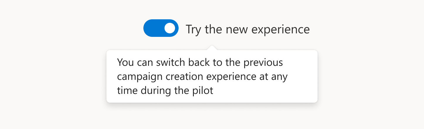 toggle for new experience