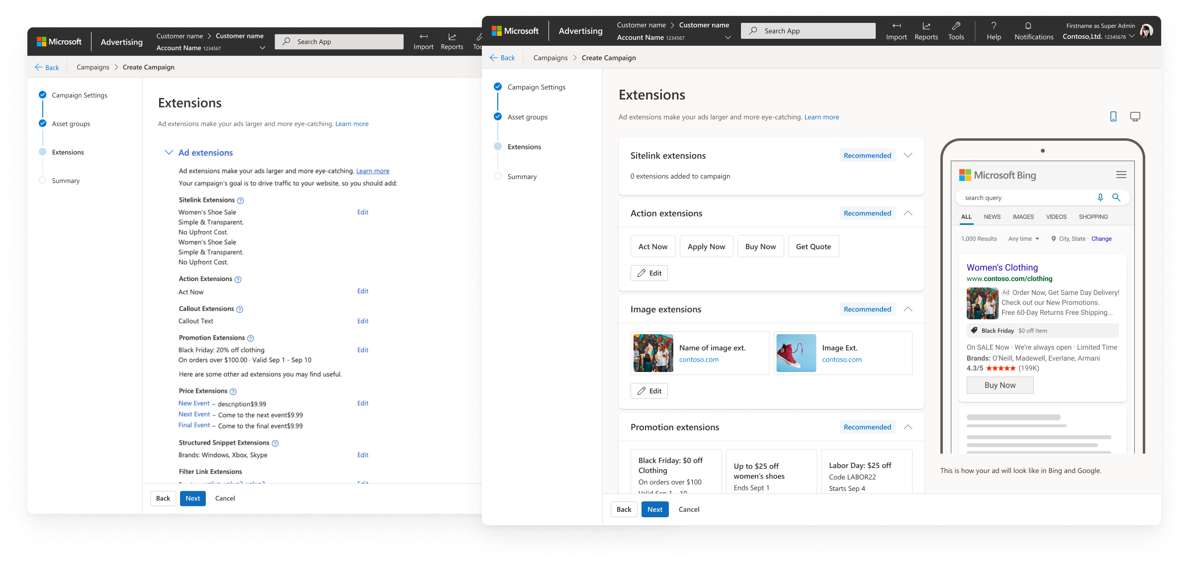 updated visual design for extensions