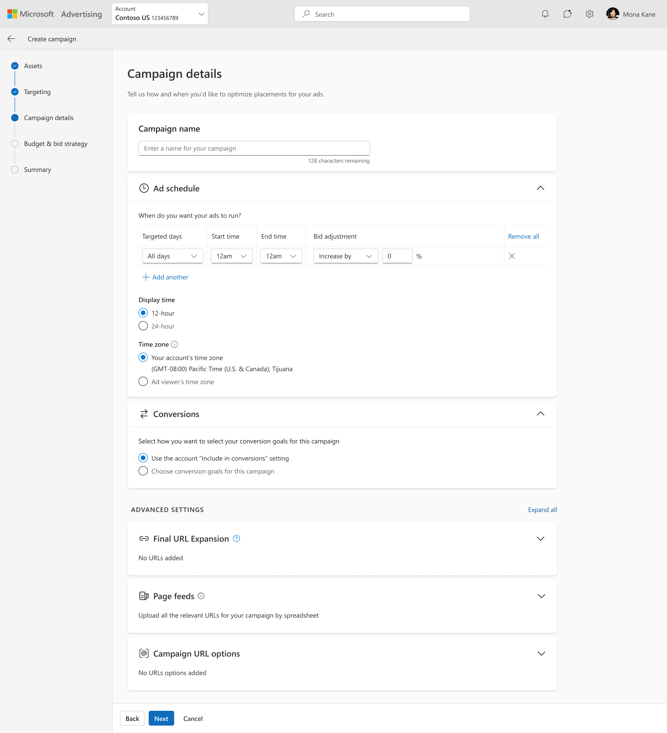 settings step