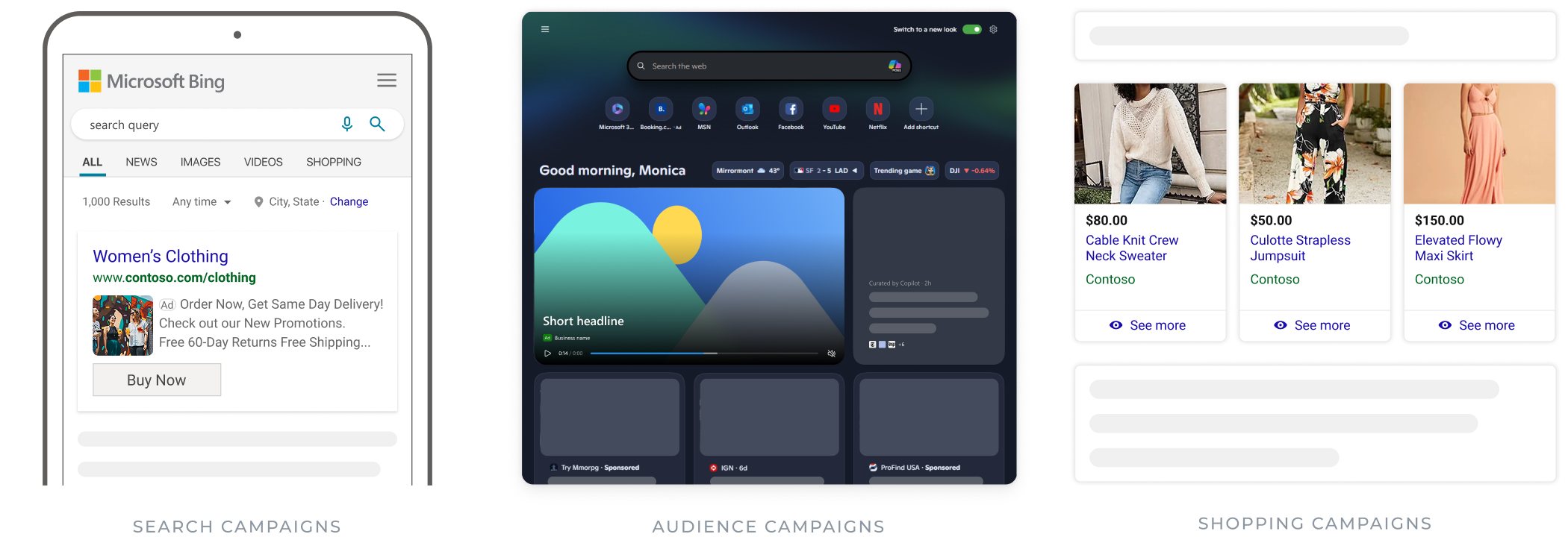 ads for search vs. audience vs. shopping surfaces