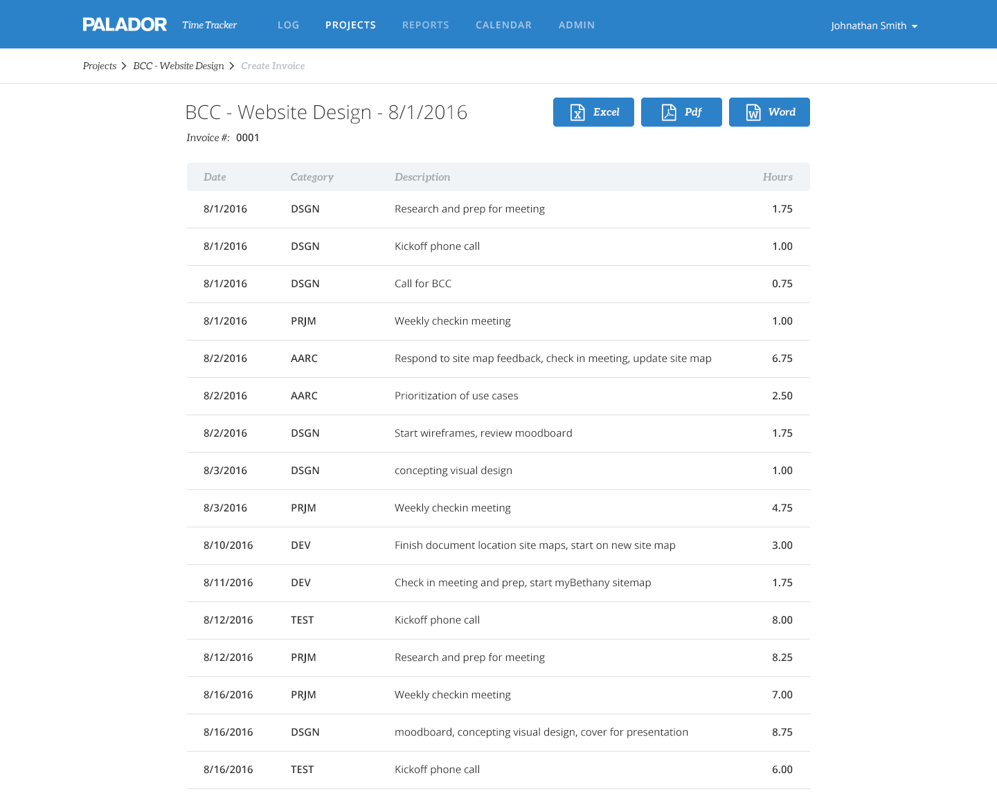 projects page